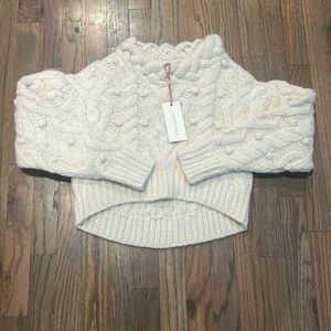 NWT Loveshack Fancy Galiona Sweater, in Snow. XS